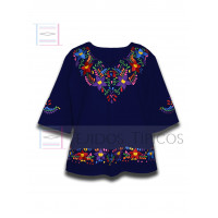 Blusa Colorín de Algodón Color Azul Marino, Talla Chica