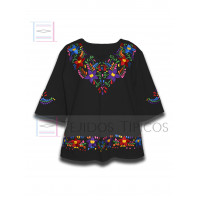 Blusa Colorín de Algodón Color Negro, Talla Extra Grande