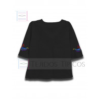 Blusa Colorín de Algodón Color Negro, Talla Grande