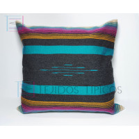 Cojín Fino  De Algodón Fondo Gris y Esmeralda 