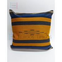 Cojín Fino De Algodón Fondo Oro y Gris 