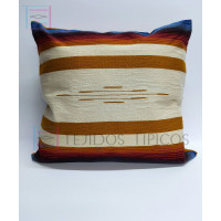 Cojín Fino De Algodón Fondo Hueso y Oro