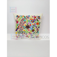 Cojín Bordado Tenango Multicolor ( Pieza Única ) Bordado Fino No. 1 