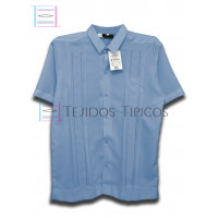 Guayabera de Lino Seda Manga Corta Talla 44 Color Azul Cielo