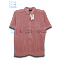Guayabera de Lino Seda Manga Corta Talla 40 Color Palo de Rosa