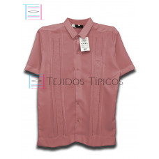 Guayabera de Lino Seda Manga Corta Talla 46 Color Palo de Rosa