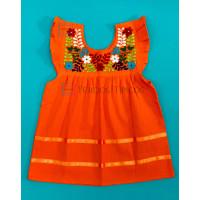 Vestido Bordado de niña modelo de Julia, Color Naranja, Talla 1