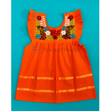 Vestido Bordado de niña modelo de Julia, Color Naranja, Talla 1
