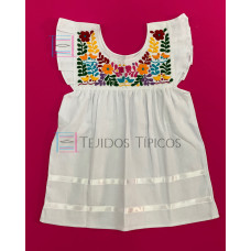 Vestido Bordado de niña modelo Julia, Color Balnco,Talla 1.