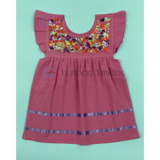 Vestido Bordado de niña modelo Julia, Color Rosa Claro,Talla 1