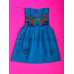 Vestido bordado de niña modelo Lucila, color azul turquesa, talla 4.