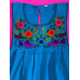 Vestido bordado de niña modelo Lucila, color azul turquesa, talla 4.