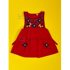 Vestido bordado de niña modelo Lucila, color rojo, talla 2. Vestido bordado de niña modelo Lucila, color rojo, talla 2.