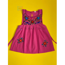 Vestido bordado de niña modelo Lucila, color rosa, talla 2.