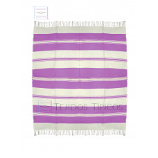 Mantel de Algodón Natural y Lila 1.50 x 1.50 metros