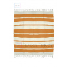 Mantel de Algodón Natural y Naranja 1.50 x 1.50 metros