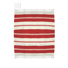 Mantel de Algodón Natural y Rojo 1.50 x 1.50 metros