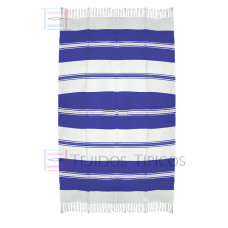 Mantel de Algodón Natural y Azul Rey 1.50 x 2.50 metros