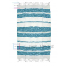 Mantel de Algodón Natural y Turquesa Jaspeado 1.50 x 2.50 metros