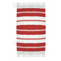 Mantel de Algodón Natural y Rojo 1.50 x 3.00 metros