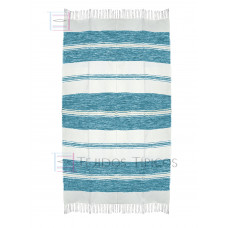 Mantel de Algodón Natural y Turquesa Jaspeado 1.50 x 3.00 metros