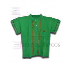 Camisa Bordada Chiapas de Algodón Color Verde Bandera,Talla 1 Camisa Bordada Chiapas de Algodón Color Verde Bandera,Talla 1