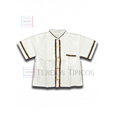 Camisa Mateo con Aplicación de Algodón Color Blanca,Talla 10
