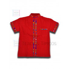 Camisa Mateo con Aplicación de Algodón Color Rojo,Talla 10