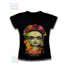 Playera de Dama Cuello V Frida Ojona Talla Grande ( L )
