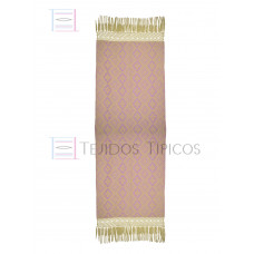 Rebozo Artesanal Base Beige Trama Lila 75 cm x 2.00 metros 