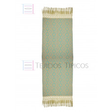 Rebozo Artesanal Base Beige Trama Turquesa 75 cm x 2.00 metros 