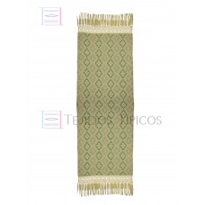 Rebozo Artesanal Base Beige Trama Verde 75 cm x 2.00 metros 