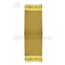 Rebozo Artesanal Base Oro Trama Azul 75 cm x 2.00 metros 