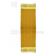 Rebozo Artesanal Base Oro Trama Café 75 cm x 2.00 metros 