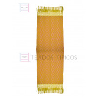 Rebozo Artesanal Base Oro Trama Rosa 75 cm x 2.00 metros 