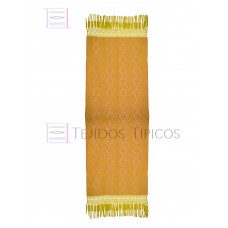 Rebozo Artesanal Base Oro Trama Rosa 75 cm x 2.00 metros 