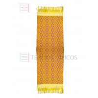 Rebozo Artesanal Base Oro Trama Morado 75 cm x 2.00 metros 