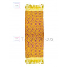 Rebozo Artesanal Base Oro Trama Morado 75 cm x 2.00 metros 