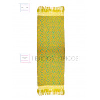Rebozo Artesanal Base Oro Trama Turquesa 75 cm x 2.00 metros 