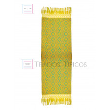 Rebozo Artesanal Base Oro Trama Turquesa 75 cm x 2.00 metros 