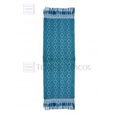 Rebozo Artesanal Base Pavo Trama Azul Cielo 75 cm x 2.00 metros 