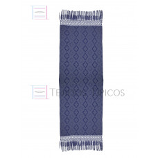 Rebozo Artesanal Base Petróleo Trama Azul 75 cm x 2.00 metros 