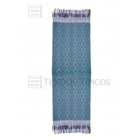 Rebozo Artesanal Base Petróleo Trama Azul Cielo 75 cm x 2.00 metros Rebozo Artesanal Base Petróleo Trama Azul Cielo 75 cm x 2.00 metros