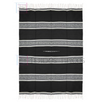 Saltillo Fino De Algodón, Jaspeado, 1.65 x 2.20 metros, Fondo Negro Sombra Tres Tonos