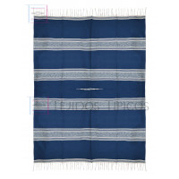 Saltillo Fino De Algodón, Jaspeado, 1.65  x 2.20 metros, Fondo Petróleo Sombra Hueso 