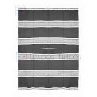 Saltillo Fino De Algodón, Jaspeado,1.65 x 2.20 metros, Fondo Gris Oscuro Sombra Hueso