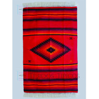 Sarape Extra de Algodón Tamaño 1.65 x 2.50 m Diseño Diamante Fondo Rojo Con Sombra Natural Roja 