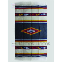 Sarape Extra de Algodón Tamaño 1.65 x 2.50 m Diseño Diamante Con Greca Hueso y Gris