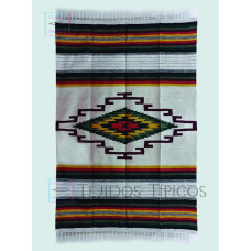 Sarape Extra de Algodón Tamaño 1.65 x 2.50 m Diseño Gancho Fondo Hueso Sombra Verdes 