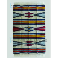 Sarape Extra de Algodón Tamaño 1.65 x 2.50 m Diseño Relámpago Fondo Natural Sombra Petróleo 